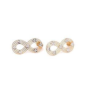18K Gold Earrings Infinity Post White Yellow Gold 2.12 grams